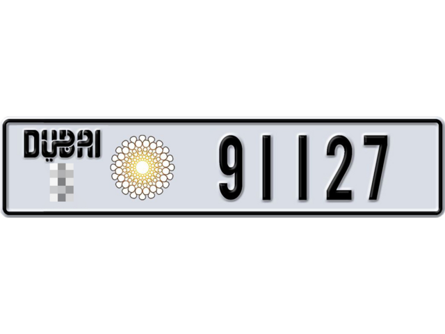 Dubai Plate number  * 91127 for sale - Long layout, Dubai logo, Full view