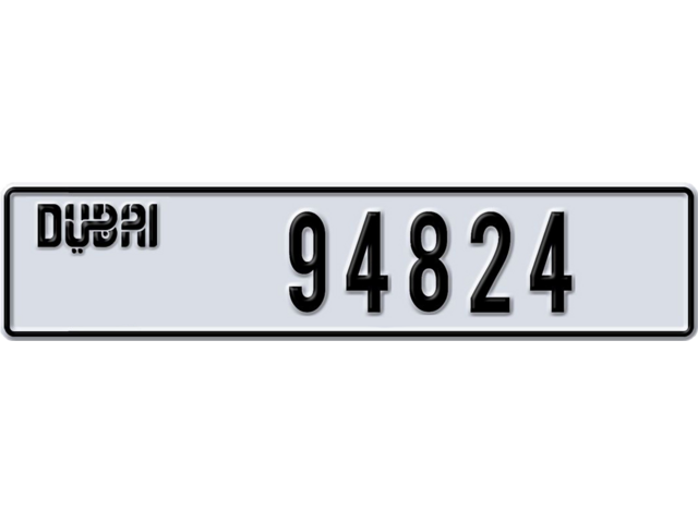 Dubai Plate number AA 94824 for sale - Long layout, Dubai logo, Full view