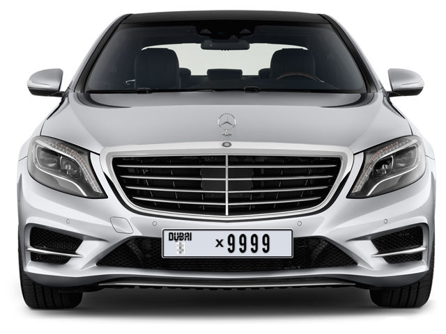 Dubai Plate number  * X9999 for sale - Long layout, Dubai logo, Full view