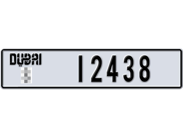 Dubai Plate number  * 12438 for sale - Long layout, Dubai logo, Full view