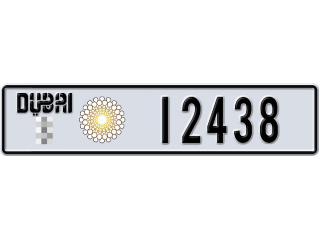 Dubai Plate number  * 12438 for sale - Long layout, Dubai logo, Full view