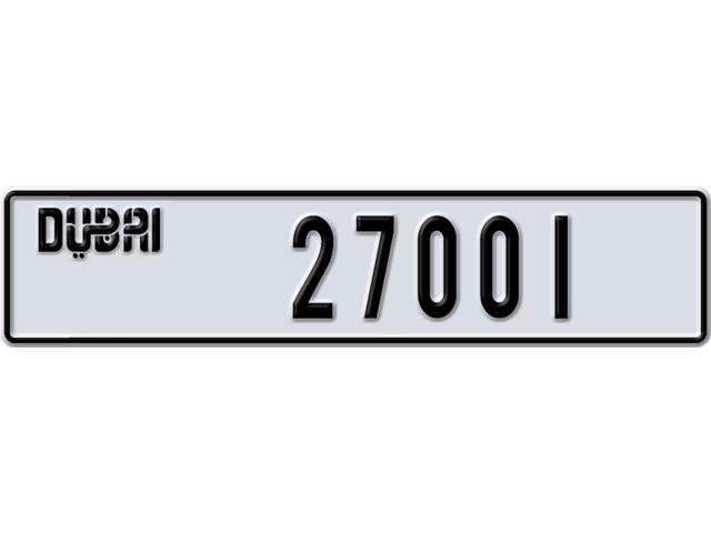 Dubai Plate number B 27001 for sale - Long layout, Dubai logo, Full view