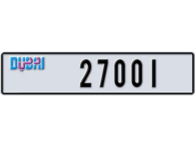 Dubai Plate number B 27001 for sale - Long layout, Dubai logo, Full view