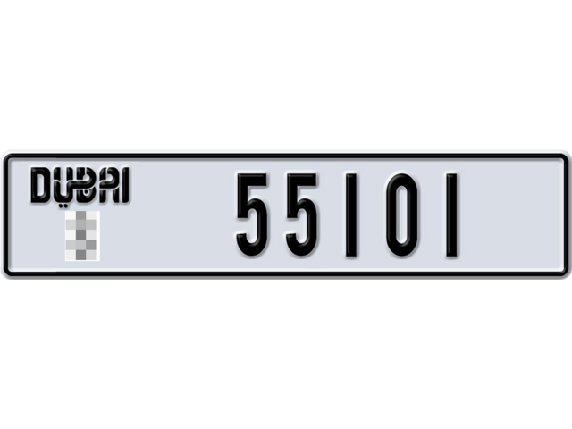 Dubai Plate number  * 55101 for sale - Long layout, Dubai logo, Full view