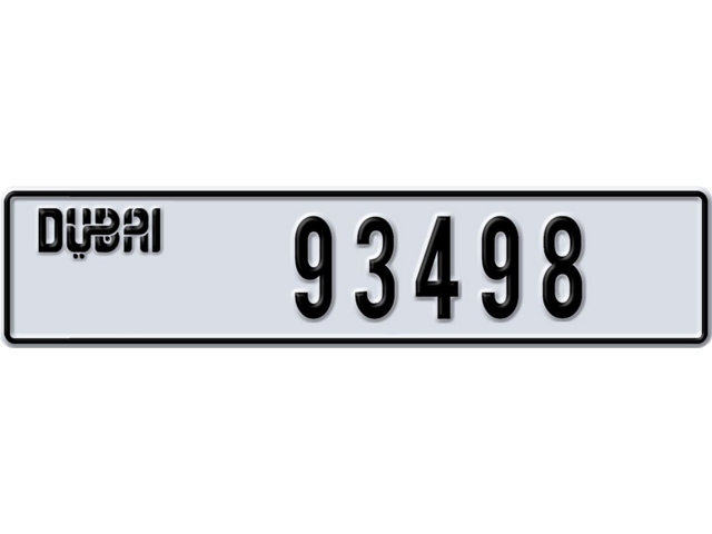 Dubai Plate number B 93498 for sale - Long layout, Dubai logo, Full view