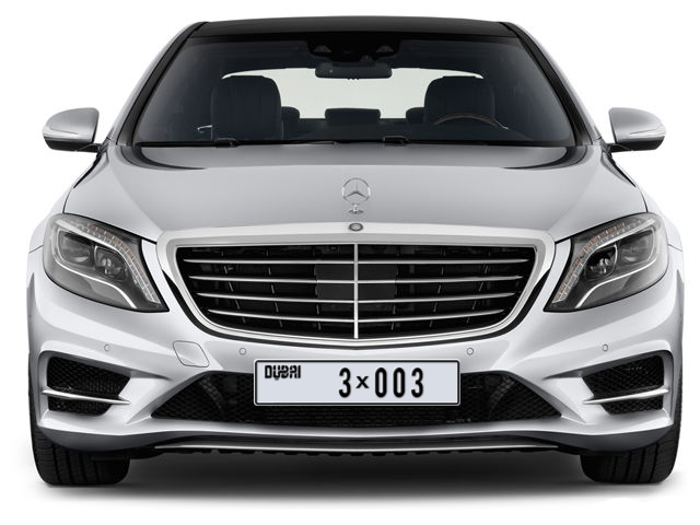 Dubai Plate number C 3X003 for sale - Long layout, Dubai logo, Full view