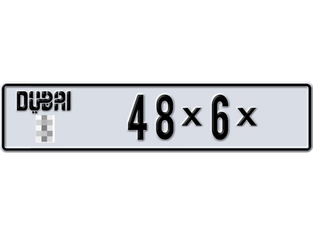 Dubai Plate number  * 48X6X for sale - Long layout, Dubai logo, Full view