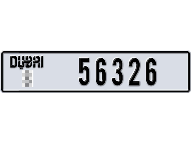 Dubai Plate number  * 56326 for sale - Long layout, Dubai logo, Full view