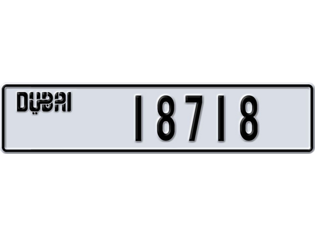 Dubai Plate number D 18718 for sale - Long layout, Dubai logo, Full view