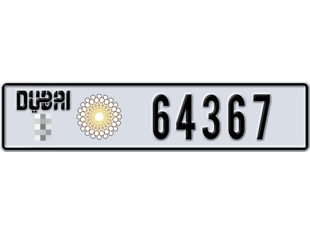 Dubai Plate number  * 64367 for sale - Long layout, Dubai logo, Full view