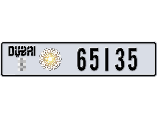 Dubai Plate number  * 65135 for sale - Long layout, Dubai logo, Full view