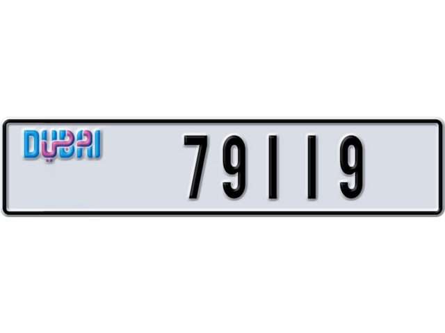 Dubai Plate number D 79119 for sale - Long layout, Dubai logo, Full view