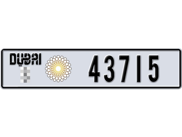 Dubai Plate number  * 43715 for sale - Long layout, Dubai logo, Full view