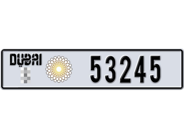 Dubai Plate number  * 53245 for sale - Long layout, Dubai logo, Full view