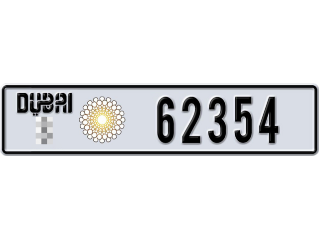 Dubai Plate number  * 62354 for sale - Long layout, Dubai logo, Full view