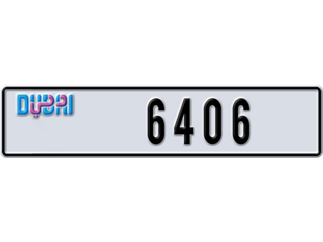 Dubai Plate number F 6406 for sale - Long layout, Dubai logo, Full view