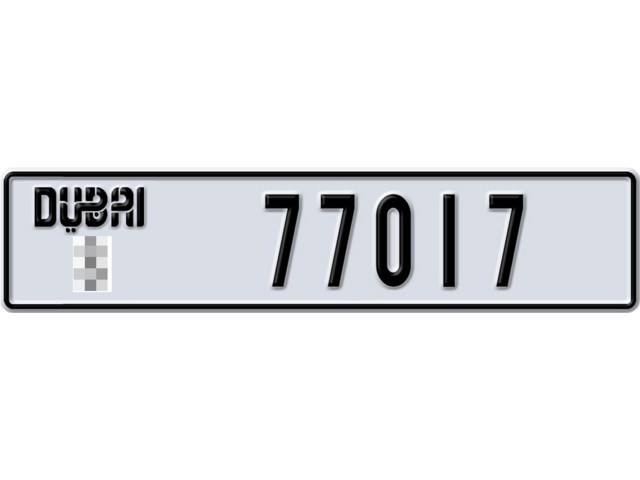 Dubai Plate number  * 77017 for sale - Long layout, Dubai logo, Full view