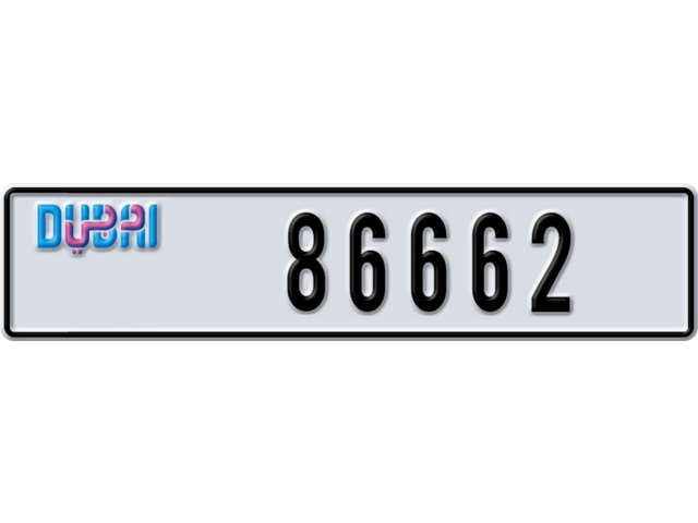 Dubai Plate number F 86662 for sale - Long layout, Dubai logo, Full view