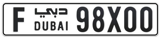 Dubai Plate number F 98X00 for sale - Long layout, Full view