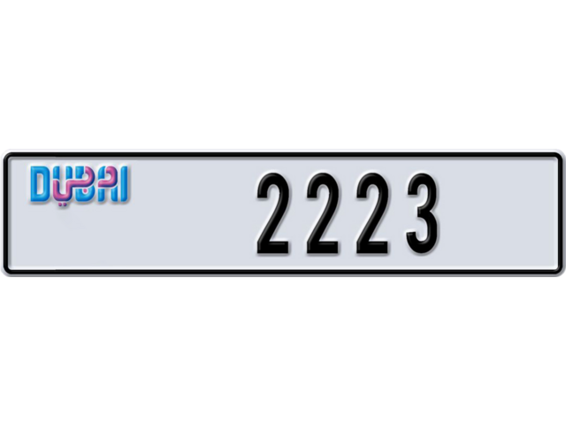 Dubai Plate number G 2223 for sale - Long layout, Dubai logo, Full view