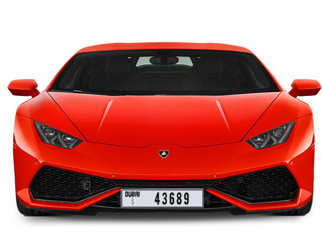 Dubai Plate number  * 43689 for sale - Long layout, Dubai logo, Full view