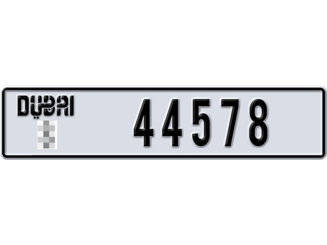 Dubai Plate number  * 44578 for sale - Long layout, Dubai logo, Full view