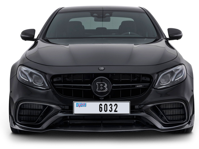 Dubai Plate number G 6032 for sale - Long layout, Dubai logo, Full view