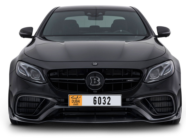 Dubai Plate number G 6032 for sale - Long layout, Dubai logo, Full view