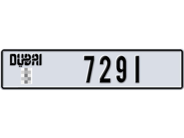 Dubai Plate number  * 7291 for sale - Long layout, Dubai logo, Full view