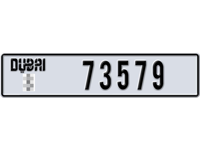 Dubai Plate number  * 73579 for sale - Long layout, Dubai logo, Full view