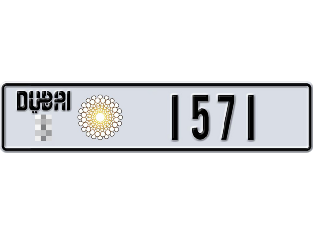 Dubai Plate number  * 1571 for sale - Long layout, Dubai logo, Full view