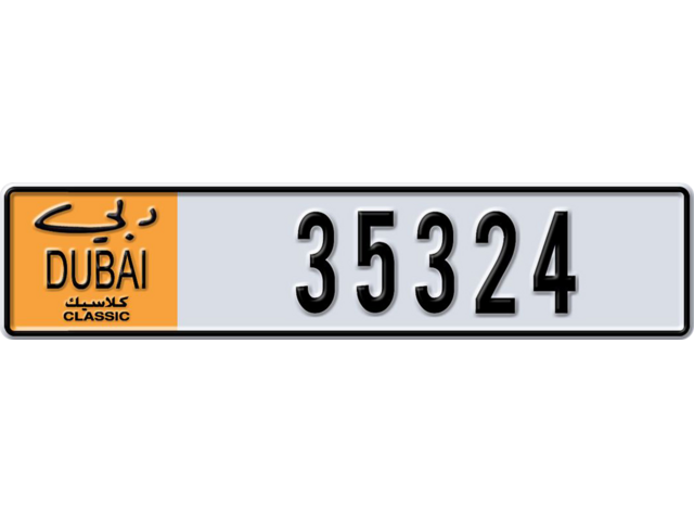 Dubai Plate number  * 35324 for sale - Long layout, Dubai logo, Full view