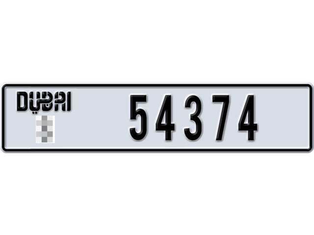 Dubai Plate number  * 54374 for sale - Long layout, Dubai logo, Full view