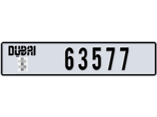 Dubai Plate number  * 63577 for sale - Long layout, Dubai logo, Full view