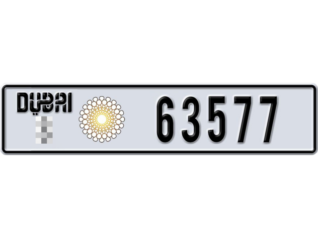 Dubai Plate number  * 63577 for sale - Long layout, Dubai logo, Full view