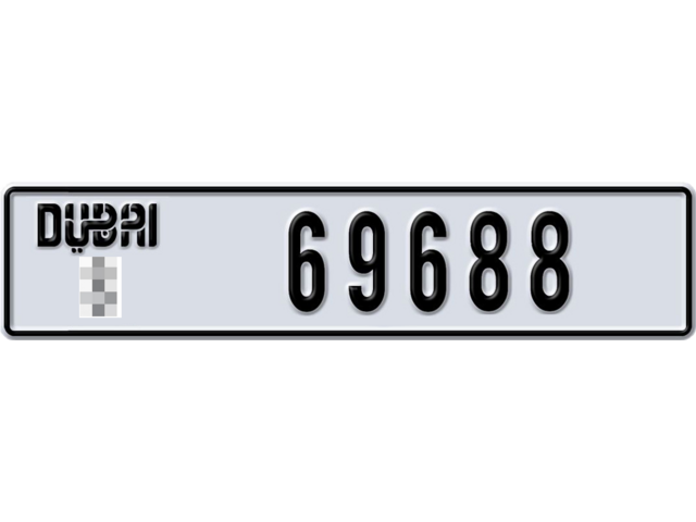 Dubai Plate number  * 69688 for sale - Long layout, Dubai logo, Full view