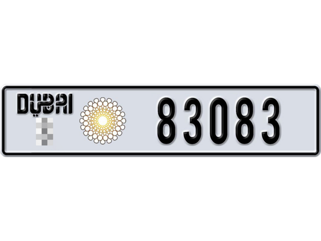 Dubai Plate number  * 83083 for sale - Long layout, Dubai logo, Full view