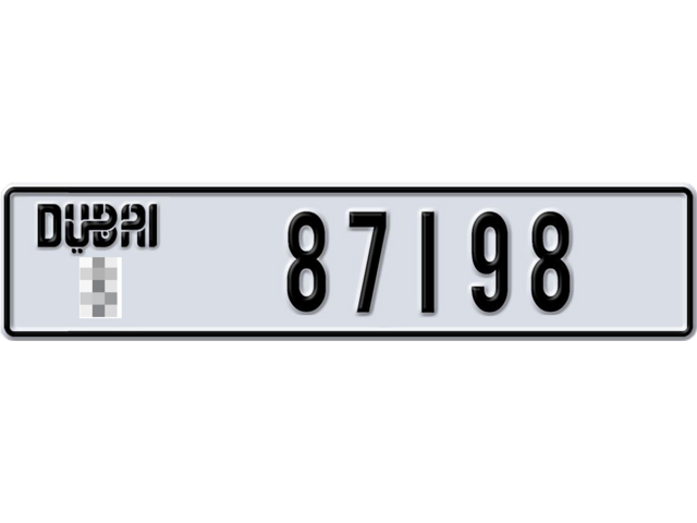 Dubai Plate number  * 87198 for sale - Long layout, Dubai logo, Full view