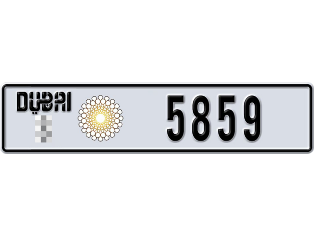 Dubai Plate number  * 5859 for sale - Long layout, Dubai logo, Full view