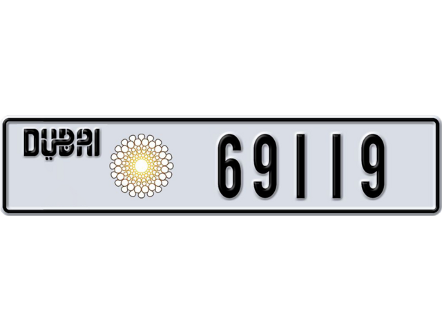 Dubai Plate number I 69119 for sale - Long layout, Dubai logo, Full view