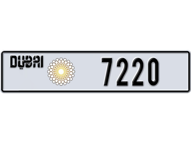 Dubai Plate number I 7220 for sale - Long layout, Dubai logo, Full view