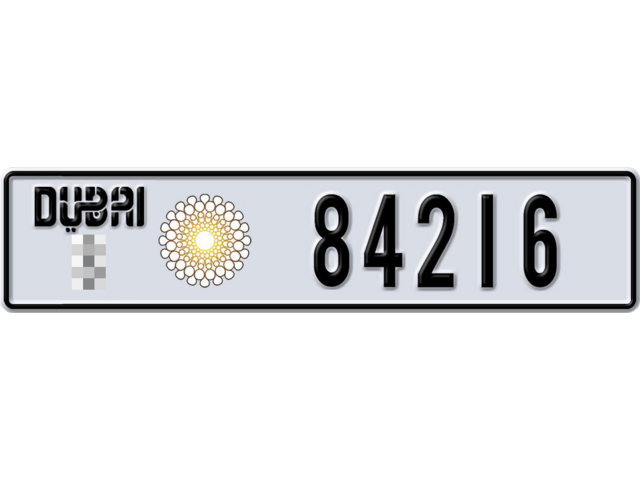 Dubai Plate number  * 84216 for sale - Long layout, Dubai logo, Full view