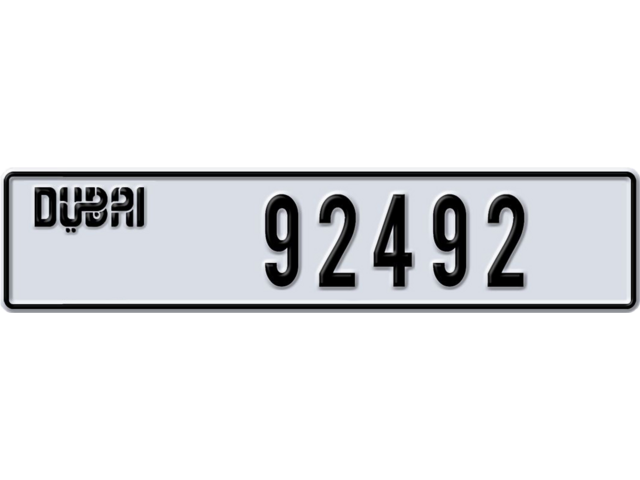 Dubai Plate number I 92492 for sale - Long layout, Dubai logo, Full view