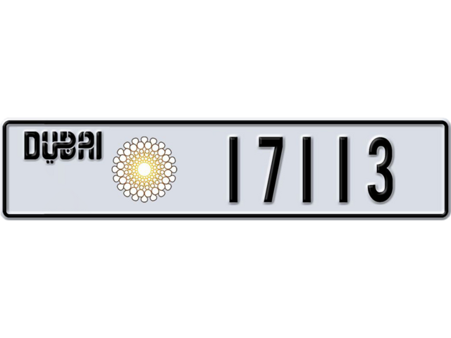 Dubai Plate number J 17113 for sale - Long layout, Dubai logo, Full view