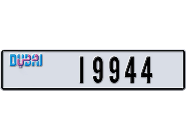 Dubai Plate number J 19944 for sale - Long layout, Dubai logo, Full view