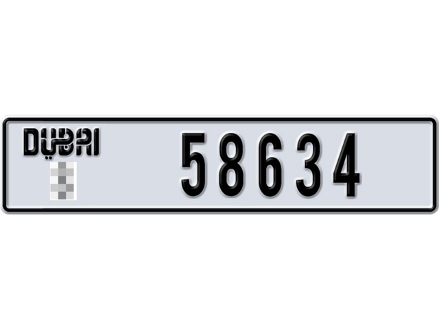 Dubai Plate number  * 58634 for sale - Long layout, Dubai logo, Full view