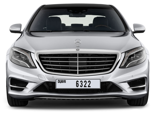 Dubai Plate number J 6322 for sale - Long layout, Dubai logo, Full view