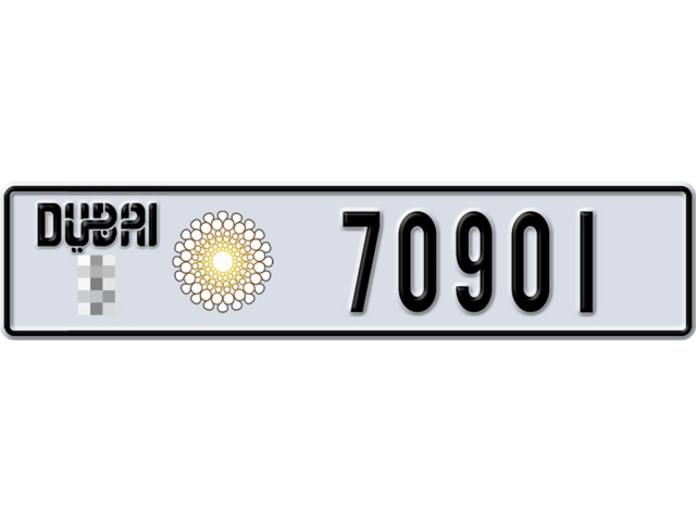 Dubai Plate number  * 70901 for sale - Long layout, Dubai logo, Full view