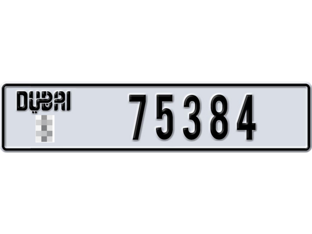 Dubai Plate number  * 75384 for sale - Long layout, Dubai logo, Full view