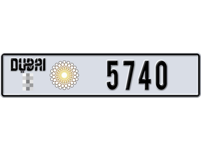 Dubai Plate number  * 5740 for sale - Long layout, Dubai logo, Full view